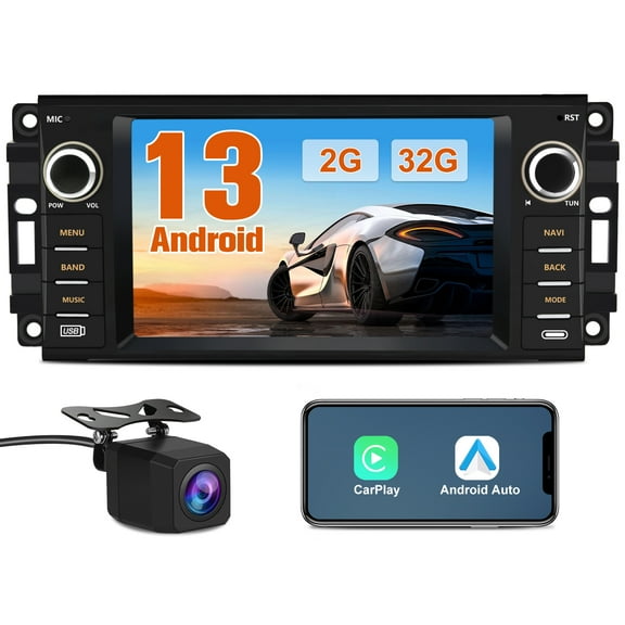 AWESAFE Android 13 Car Stereo 8 Core for Dodge RAM 2009-2012 Avenger Challenger Jeep Wrangler, 7 Inch Touch Screen Radio with Wireless CarPlay Android Auto GPS Camera
