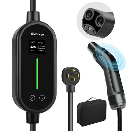 AWESAFE Portable Level 2 EV Charger (J1772/Type 2) for Tesla Tesla Models X/Y/3/S - 32A 240V Electric Car Charging Gun with LCD Screen & 21ft NEMA 14-50P Cable