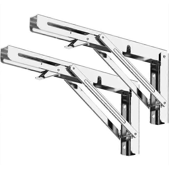 AWESHADES 300mm Folding Bracket, Folding Shelf Brackets Maximum Load 120kg, Stainless Steel Folding Console Bracket, Wall Shelf Bracket (2Pcs)