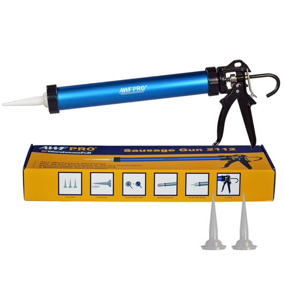 AWF Pro Sausage Caulk Gun, 20 oz Foil Pack / 10 oz Cartridge Convertible, 12:1 Thrust