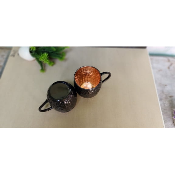 AWF Set of 2 Black Copper Moscow Mule Mugs - 16 oz Each, Christmas Gifts, Housewarming Gifts for Friends, Anniversary Gift for Couple