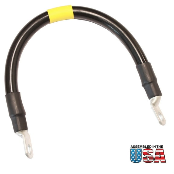 AWG #1/0 Black Battery Interconnect Cable 24" with 3/8" Lugs ASSEMBLED IN USA
