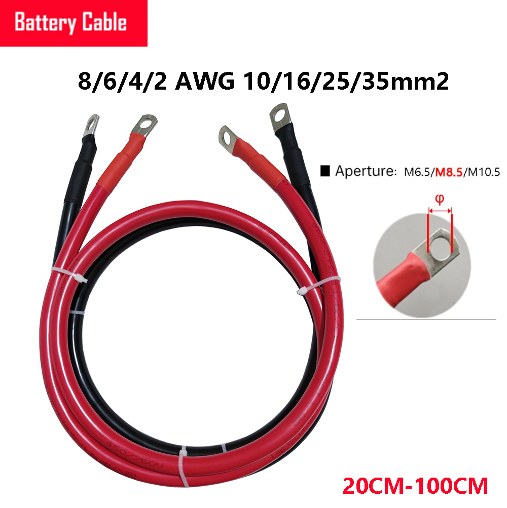 AWG 10/16/25/35mm2 Battery Connection Cable Copper Wire with Lugs for