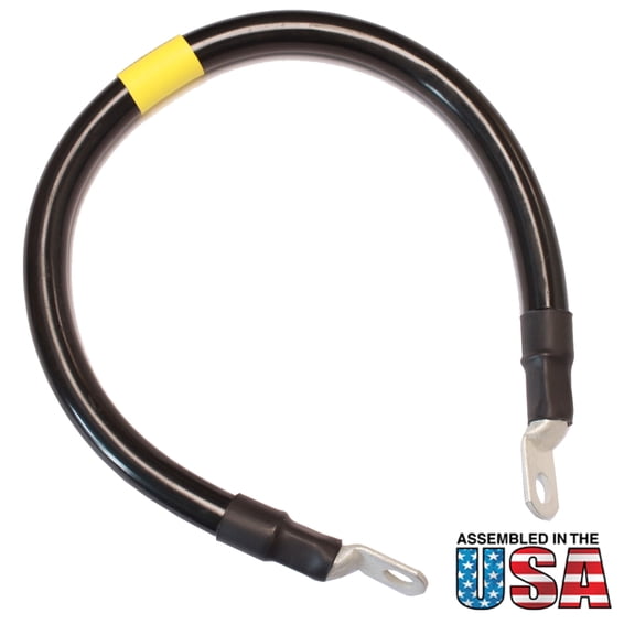 AWG #2/0 Black Battery Interconnect Cable 10" with 3/8" Lugs ASSEMBLED IN USA