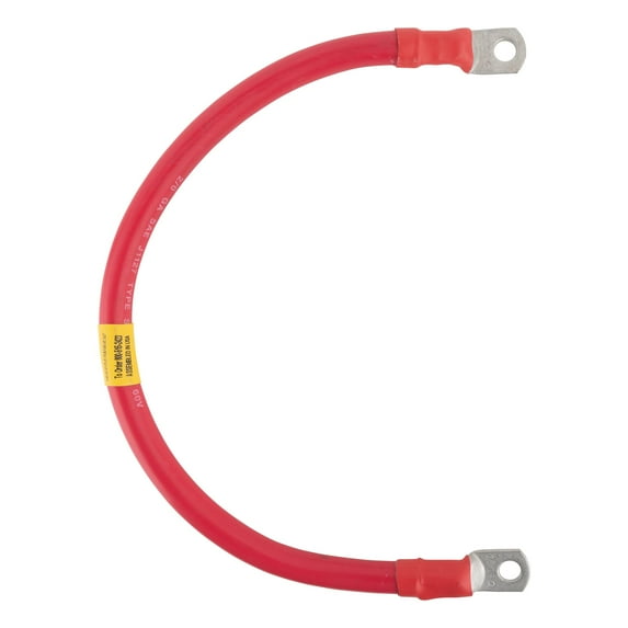 AWG #2/0 Red Battery Interconnect Cable 18" with 3/8" Lugs ASSEMBLED IN USA