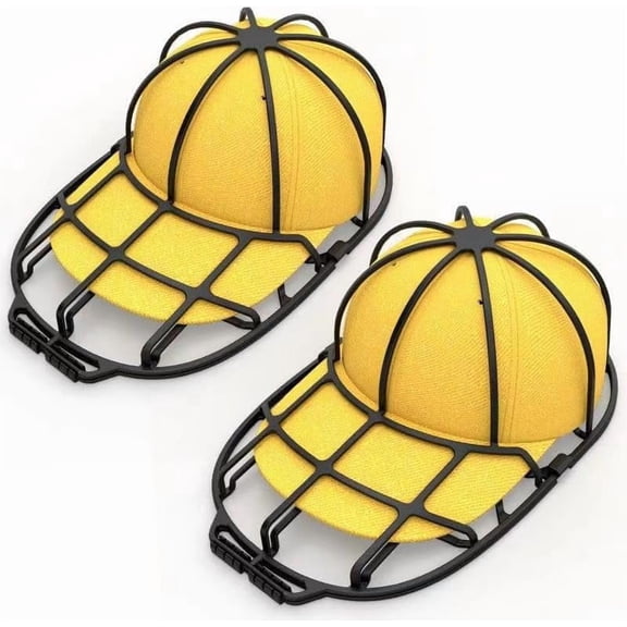 AWINQQY 2 Pack Hat Washer Cage, Organizer for Flat & Curved Hat, Hat Rack Protector, Ideal for Baseball Caps, Safe for Dishwasher and Washing Machine (Black)