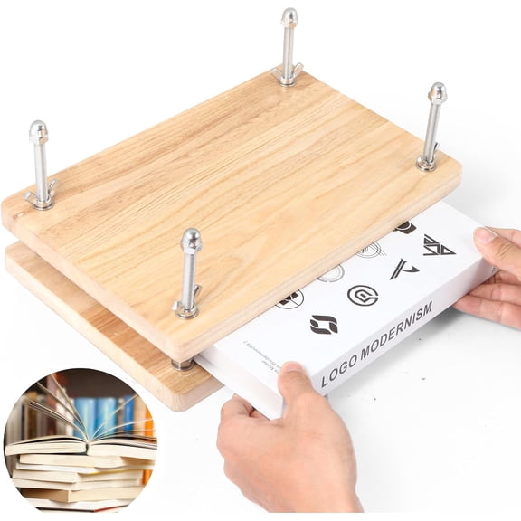 AWINQQY Book Press, Wooden Book Press Bookbinding, Portable Binding Press for Bookbinding, DIY Book Repair Tool, Heavy Duty Book Binding Clamp