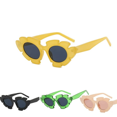 AWINQQY Fashion Cat Eye Candy Colors Sunglasses for Women, Retro Flower Shape Trending Eyewear, UV400 Protection Sun Glasses