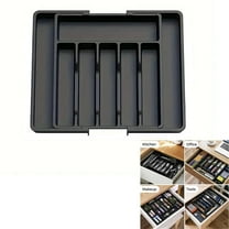 AWINQQY Kitchen Large Silverware organizer, Expandable Kitchen Drawer Organizer, Adjustable Silverware Holder for Spoons Forks Knives(Black)