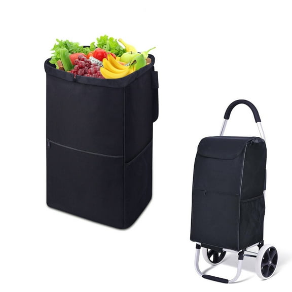 AWINQQY Replacement Bag for Shopping Trolley, Foldable Waterproof Oxford Fabric Storage Bag, Shopping Trolley Bag with Side Pockets, Foldable Portable Bag(Only bag no shopping cart)