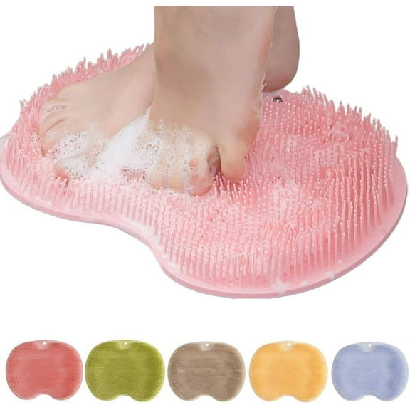 AWINQQY Shower Foot Scrubber Mat with Non-Slip Suction Cups, Foot Back Cleaning Pad, Back Bath Wash Pad, Foot Mat(Rouge Pink)
