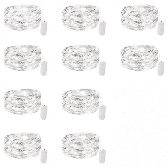 AWLYLNLL 10 Pack Led Fairy Lights Battery Operated String Lights Waterproof Silver Wire 7 Feet 20 Led Firefly Starry Moon Lights for DIY Wedding Party Bedroom Patio Christmas (10 Pack, Warm White)