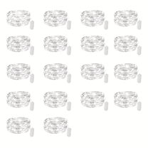 AWLYLNLL 18 Pack Led Fairy Lights Battery Operated String Lights Waterproof Silver Wire 7 Feet 20 Led Firefly Starry Moon Lights for DIY Wedding Party Bedroom Patio Christmas (18 Pack, Warm White)