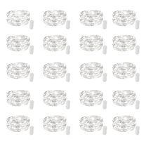 AWLYLNLL 20 Pack Led Fairy Lights Battery Operated String Lights Waterproof Silver Wire 7 Feet 20 Led Firefly Starry Moon Lights for DIY Wedding Party Bedroom Patio Christmas (20 Pack, Warm White)