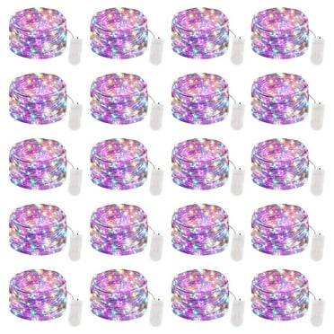 AWLYLNLL 20 Pack Led Fairy Lights Battery Operated String Lights Waterproof Silver Wire 7 Feet 20 Led Firefly Starry Moon Lights for DIY Wedding Party Bedroom Patio Christmas (20 Pack, Multicolor)