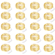 AWLYLNLL 20 Pack Led Fairy Lights Battery Operated String Lights Waterproof Silver Wire 7 Feet 20 Led Firefly Starry Moon Lights for DIY Wedding Party Bedroom Patio Christmas (20 Pack, Warm Yellow)