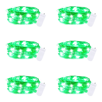 AWLYLNLL 6 Pack Led Fairy Lights Battery Operated String Lights Waterproof Silver Wire 7 Feet 20 Led Firefly Starry Moon Lights for DIY Wedding Party Bedroom Patio Christmas (6 Pack, Green)