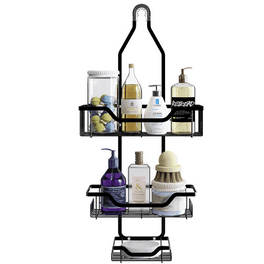 Better Homes & Gardens Rust-Resistant Adjustable Steel Shower Caddy, 2  Shelf, Matte Black