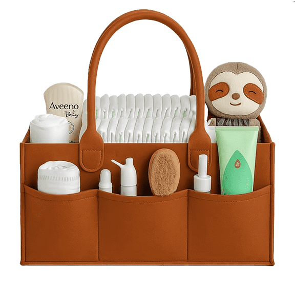 AWLYLNLL Nursery Storage Basket - Baby Diaper Caddy Organizer for Diaper Station, Newborn Essentials, Baby Shower Gifts and Registry Must-Haves for Boy or Girl (Brown)