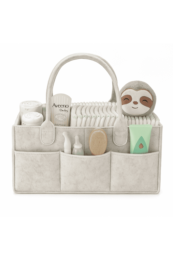 Baby Diaper Caddy Organizer Nursery Basket Set Baby Basket Gift Registry Baby Shower List Baby Must Haves Essentials Neutral Baby Stuff For Newborn - White