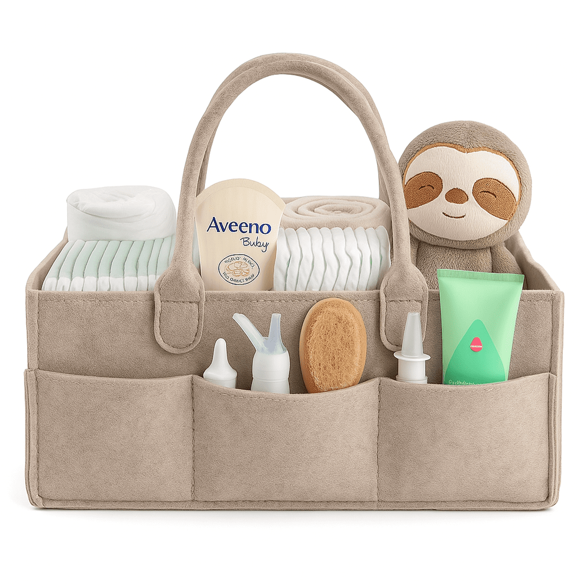 AWLYLNLL Baby Diaper Caddy Organizer Nursery Basket Set Baby Basket Gift Registry Baby Shower List Baby Must Haves Essentials Neutral Baby Stuff For Newborn - khaki