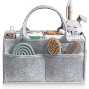 AWLYLNLL Baby Diaper Caddy Organizer - Nursery Storage Basket for Diaper Station, Baby Basket Shower List and Registry Gift Must-Haves, Newborn Essentials, Nursery Decor for Boy or Girl - Grey