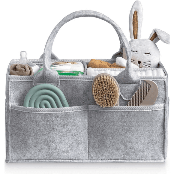 AWLYLNLL Baby Diaper Caddy Organizer - Nursery Storage Basket for Diaper Station, Baby Basket Shower List and Registry Gift Must-Haves, Newborn Essentials, Nursery Decor for Boy or Girl - Grey