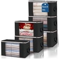 thumbnail image 1 of AWLYLNLL Large Storage Bags, 6 Pack Clothes Storage Bins Foldable Closet Organizers Storage Containers with Durable Handles Thick Fabric for Blanket Comforter Clothing Bedding 90 L (Black), 1 of 7
