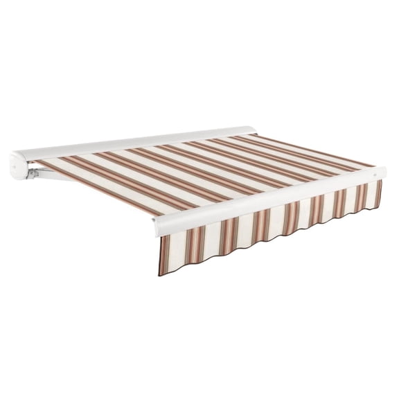 AWNTECH 10x8 Key West Manual Patio Retractable Awning Outdoor Canopy Sun Shade with Heavy-Duty Cassette, Brown and Terra Stripe