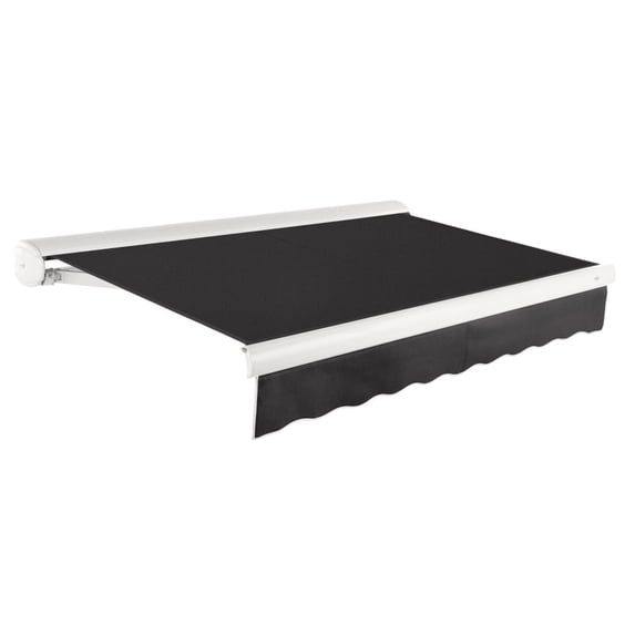 AWNTECH 12x10 Key West Manual Patio Retractable Awning Outdoor Canopy Sun Shade with Heavy-Duty Cassette, Black
