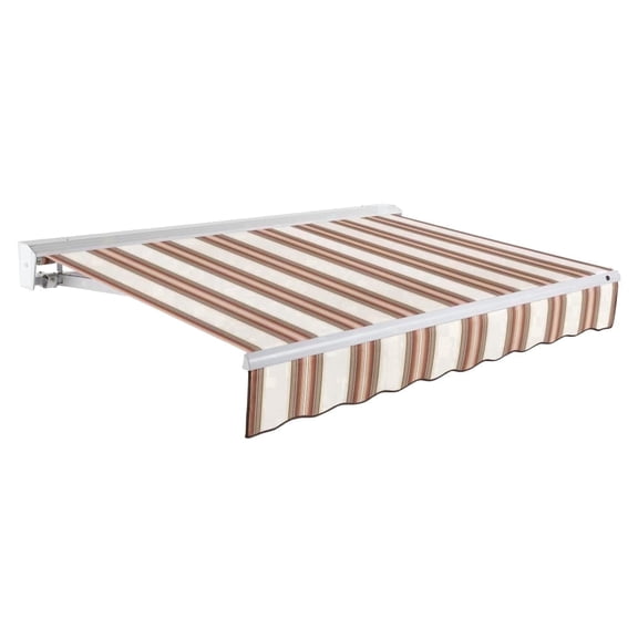 Awntech 14 Ft Destin Right Motorized Heavy Duty Patio Retractable Awning with Protective Hood (168in x 10.38in x 120in), Brown/Tan/Terracotta Multi