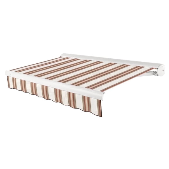 AWNTECH 16x10 Key West Left Motor Patio Retractable Awning Outdoor Canopy Sun Shade with Heavy-Duty Cassette, Brown and Terra Stripe