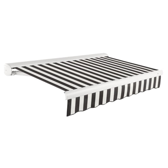 AWNTECH 20x10 Key West Manual Patio Retractable Awning Outdoor Canopy Sun Shade with Heavy-Duty Cassette, Black and White Stripe