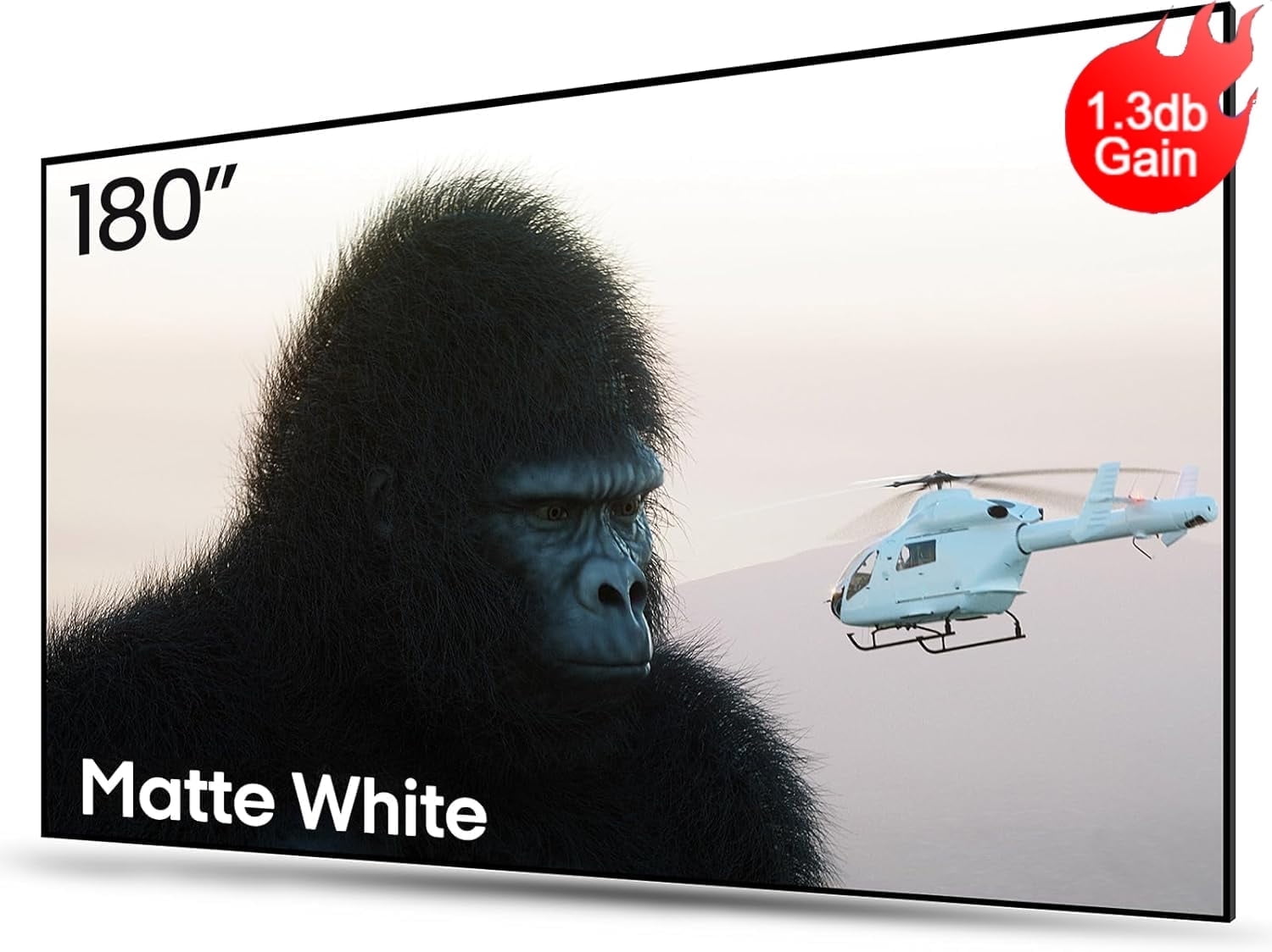 AWOL VISION 180-inch Projector Screen Fixed Frame, 1.3 dB Peak Gain, The Perfect Combo with LTV-2500, 80% Picture Quality Improved, 4K / 8K Ultra HD, Active 3D Wall Mount Projector Screen