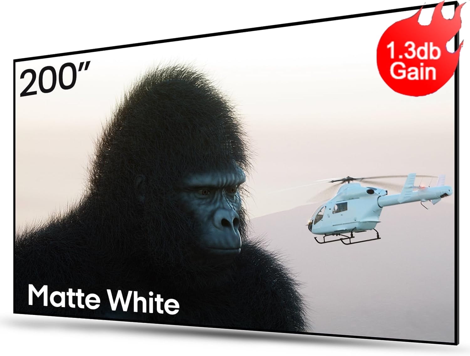AWOL VISION 200-inch Projector Screen Fixed Frame, 1.3 dB Peak Gain, The Perfect Combo with LTV-2500, 80% Picture Quality Improved, 4K / 8K Ultra HD, Active 3D Wall Mount Projector Screen