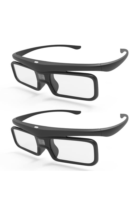 DLP Link 3D Glasses, Rechargeable Active compatible with most DLP LINK 3D Technology Projectors/TVs. (2Packs)