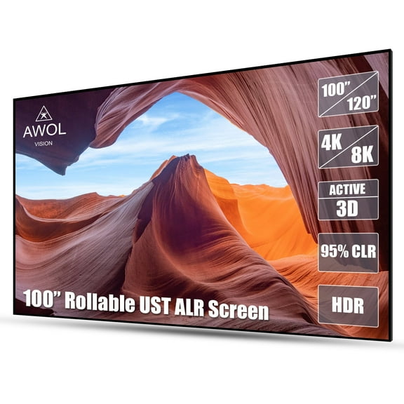 AWOL VISION Ambient Light Rejecting (ALR) Projector Screen for Ultra Short Throw (UST) Projector,100" Fixed Frame