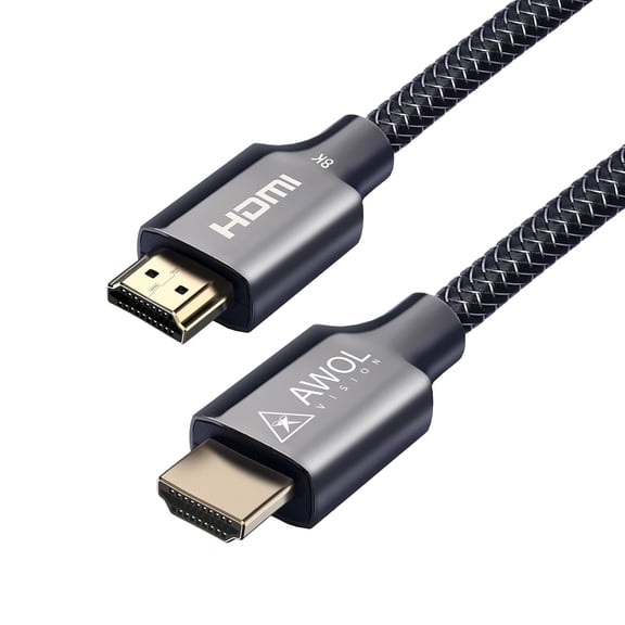 AWOL Vision Ultra High Speed HDMI 2.1 Cable 6.6ft, 48Gbps 8K@60Hz, 4K@120Hz, 2K@144Hz, Certified for PS5/Xbox/TV/PC/Projector