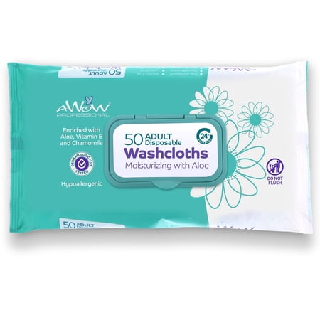 AWOW Professional Large Unscented Natural Adult Disposable Cleansing Washcloths for Incontinence (1 Pack)
