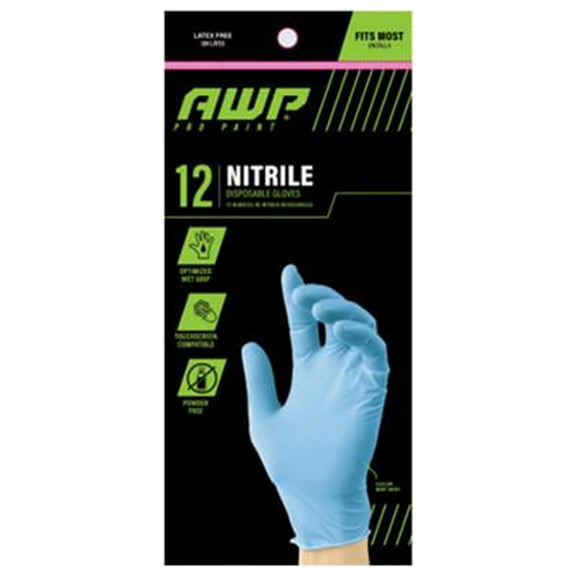 AWP 49822-26 Pro Paint Disposable Nitrile Gloves, One Size, 12 Ct. - Quantity 6