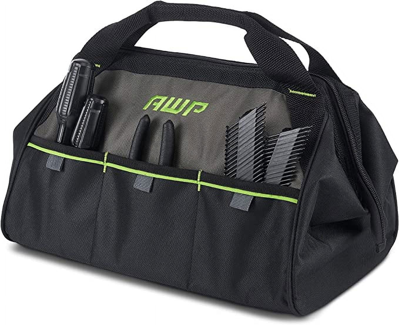 AWP 16 Inch TrapJaw Tool Bag with Spring-Loaded Technology and Lockable Pull Handles, Water-Resistant Construction