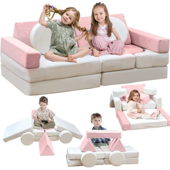 AWQM Kids Play Couch: 13PCS Modular Sectional Sofa for Toddlers, Convertible Floor Cushion, Playroom Furniture for Boys and Girls