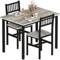 thumbnail image 1 of AWQM 3 Piece Dining Table Set, 2 Person Kitchen Table and Chairs Set, Thickened Solid Wood Carbon Plate, Breakfast Table Set for Small Space, Dining Room, Kitchen, Rustic Gray, 1 of 7