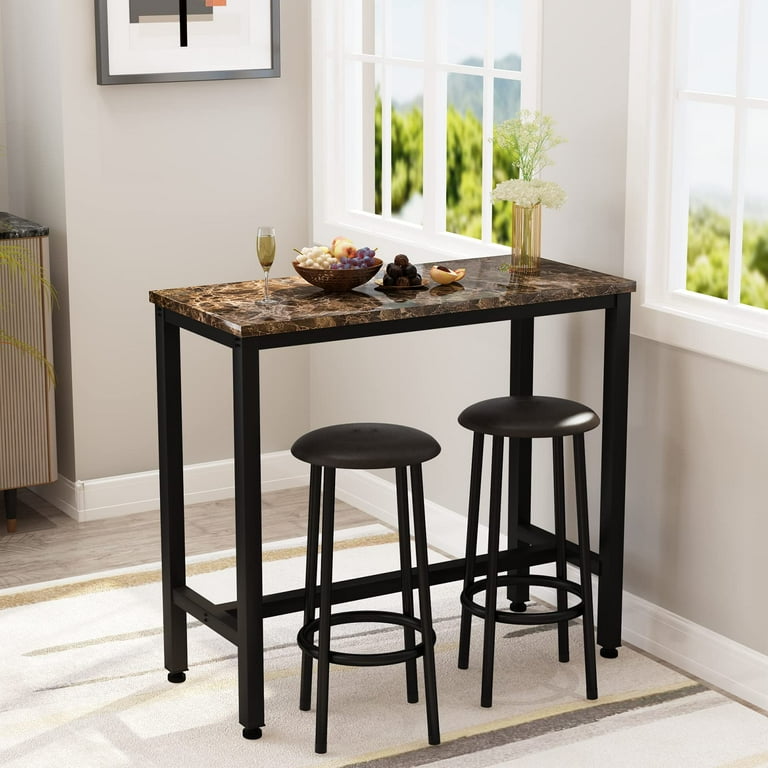 AWQM 3-Piece Dining Table Set Bar Table and Chairs Set for Faux