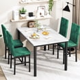 thumbnail image 1 of AWQM 4 Person Dining Table Set, White Marble Dining Table with 4 Velvet Upholstered Chairs, Space Saving Dining Table, Breakfast Table, Breakfast Table for Kitchen, Living Room and Breakfast Corner., 1 of 7