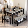 thumbnail image 1 of AWQM 4 Pieces Kitchen Table Set, Industrial Dining Table with 2 Chairs and Bench, Storage Racks, Space-Saving Table Set for Small Space, Apartment, Living-Room, Restaurant, Grey, 1 of 6