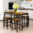 thumbnail image 1 of AWQM 5 Pcs Counter Height Bar Set with 4 Stools and Table, Black/Rustic Brown, 1 of 8