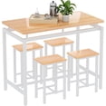 thumbnail image 1 of AWQM 5 Piece Bar Table Set, Kitchen Counter Height Table with 4 Stools, Home Kitchen Breakfast Table, Beige, 1 of 8