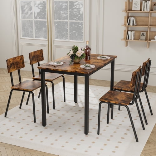 AWQM 5 Piece Dining Table Set for 4, Table and Chairs, 43 Inch with 4 ...