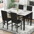thumbnail image 1 of AWQM 5 Piece Dining Table Set, Faux Marble Kitchen Table and Chairs for 4, Dining Room Table Set with 4 PU Leather Chairs, White, 1 of 8